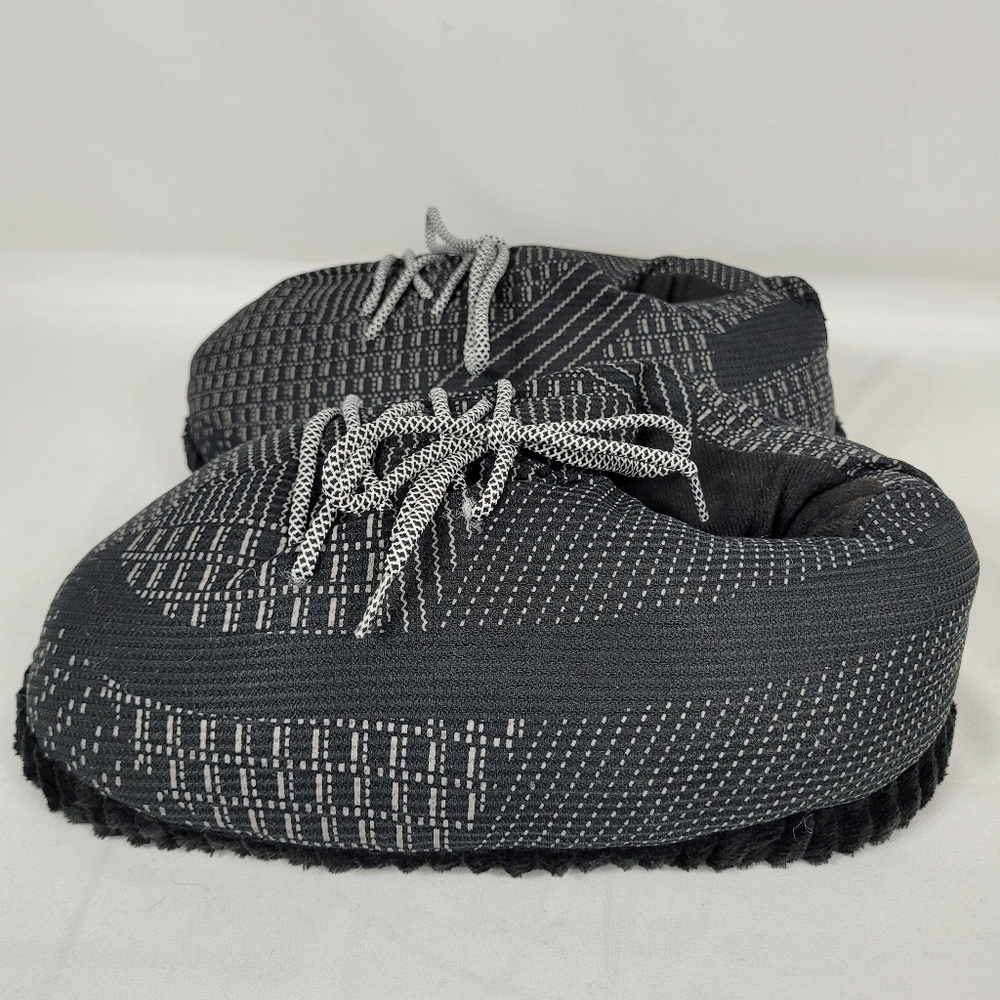 Sneaker Slippers Black Grey Non Slip Sole Indoor House Slippers Sz EU 36-46 - Picture 3 of 7
